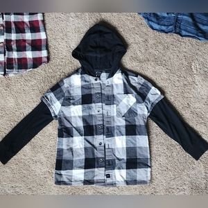 Boys button up flannel shirts.